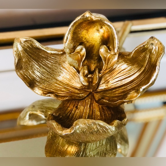 A SET OF 3 ANTHROPOLOGIE Metallic Gold Gilded Orchid Accents. NEW Condition! ⚜️ - Picture 4 of 11